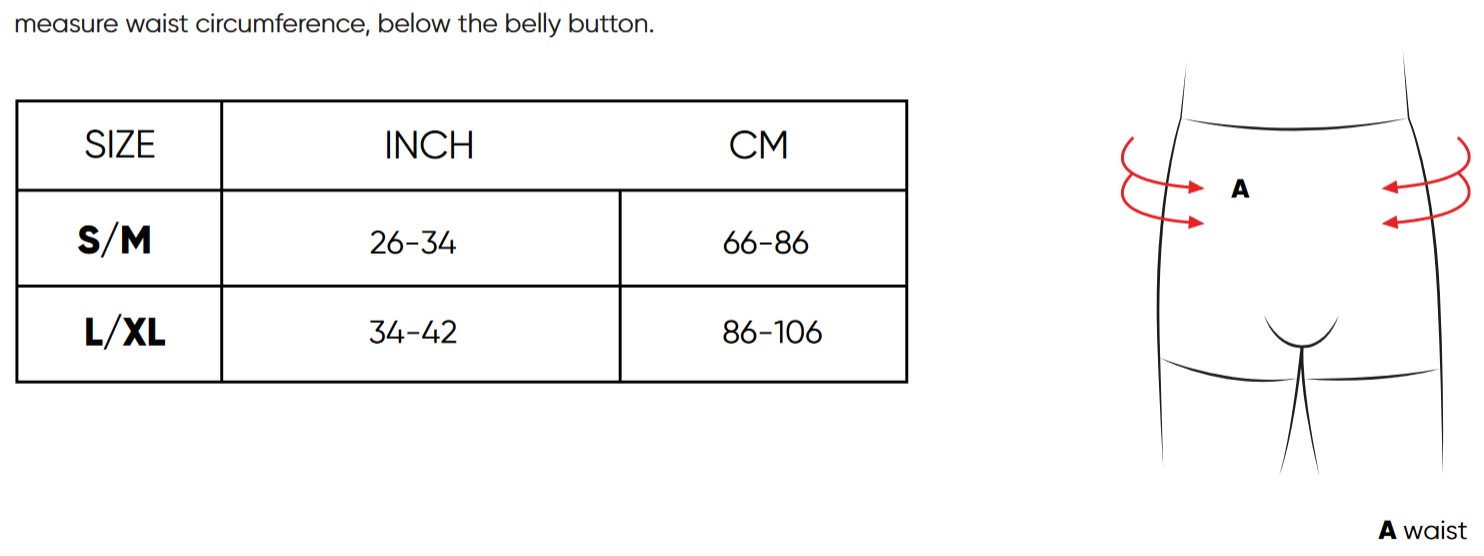Size chart for BLVD protective short